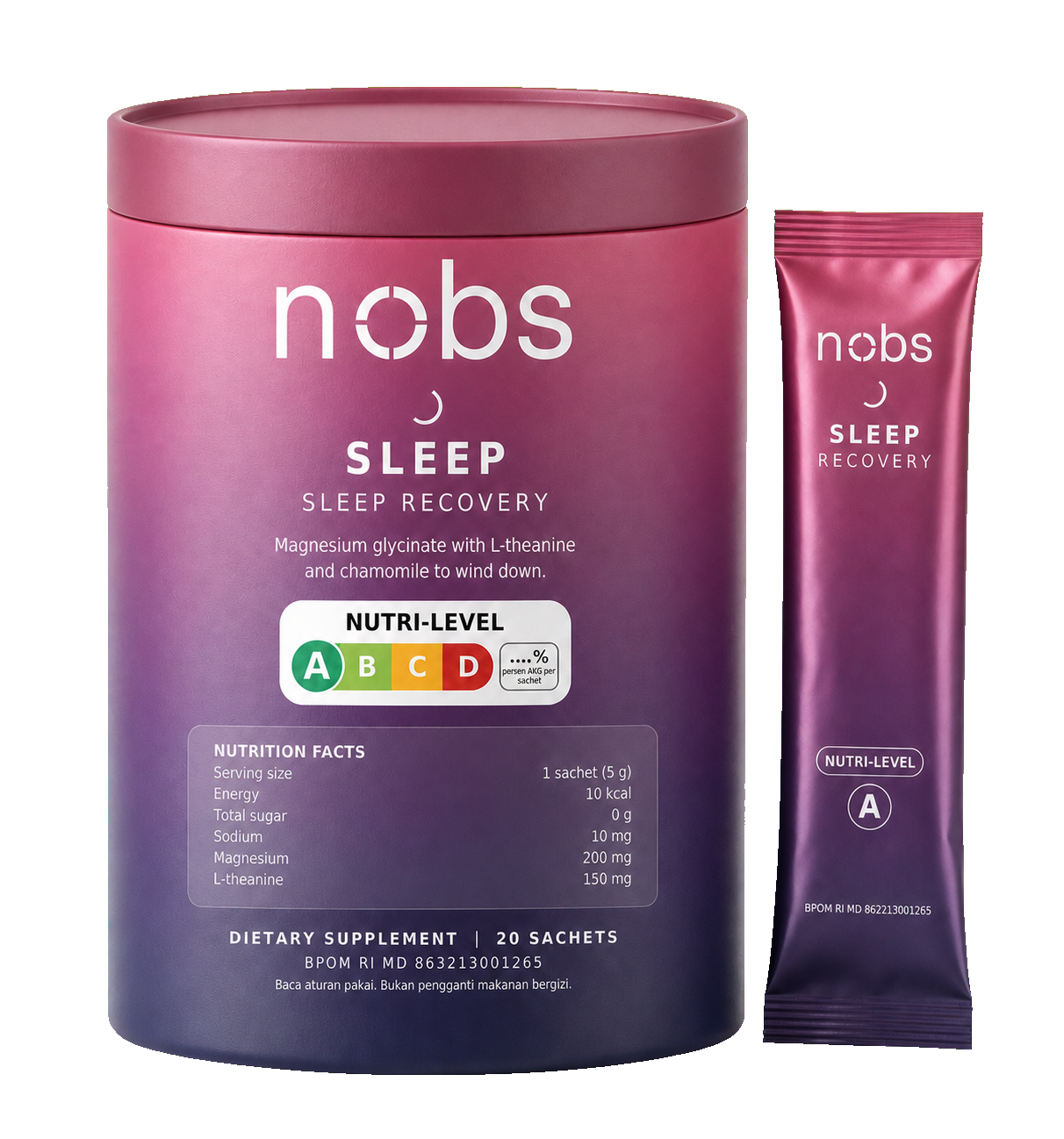 NOBS Sleep tub and stick pack, retail packaging